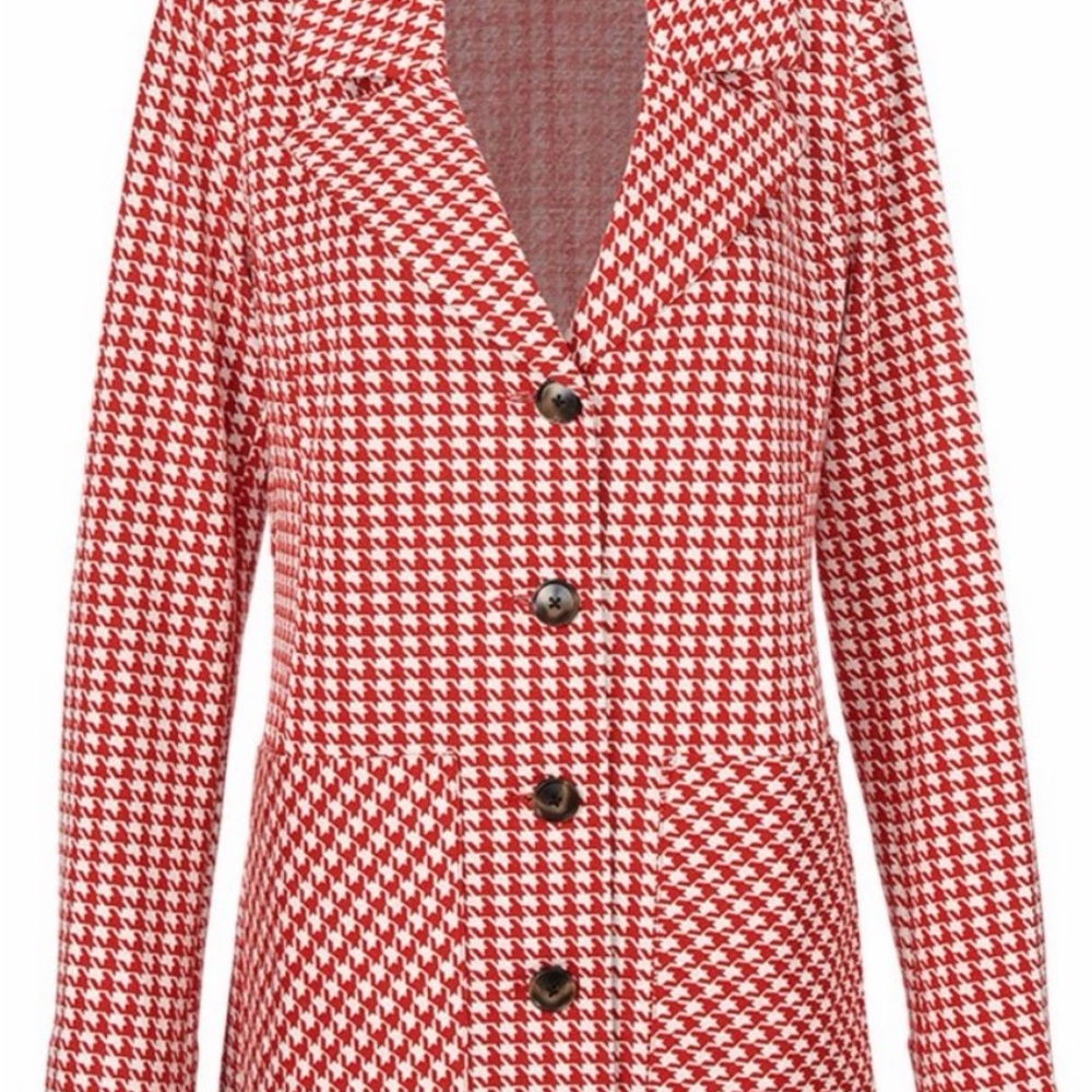 CAbi Red and White Checkered Blazer